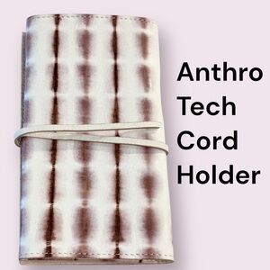 Anthropologie Genuine Leather Tech Pouch, Phone Charger Organizer Holder Anthro